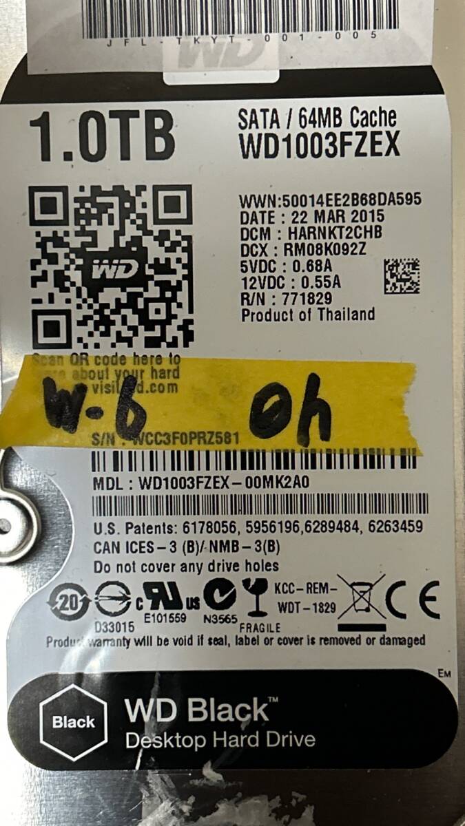 1TB 使用0時間　WesternDigital WD1003FZEX 送料無料_画像3