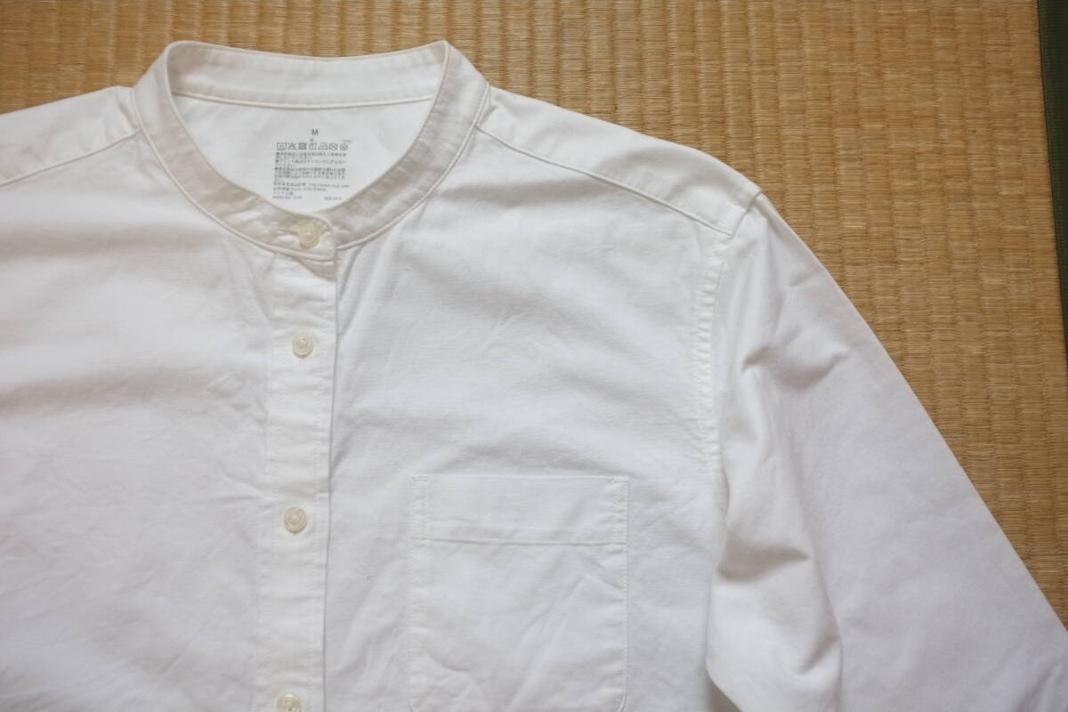 MUJI マオカラーコットンシャツ 白 size Mの画像2