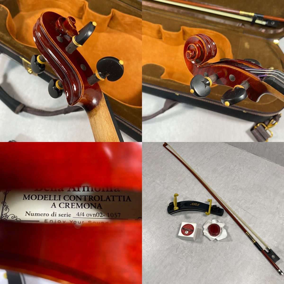 極美品　EYS　ベッラアルモニア　バイオリン　４/４　弓　肩当　セミハードケース