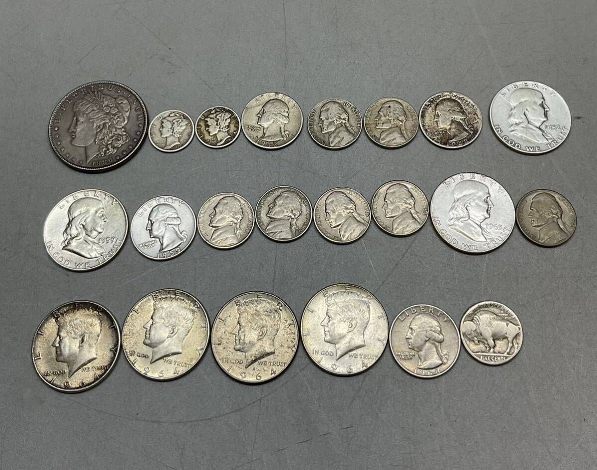 アメリカ銀貨 アメリカ 1886年 から 1968年 22枚まとめ 硬貨 銀貨 総重量 183.5g_画像1