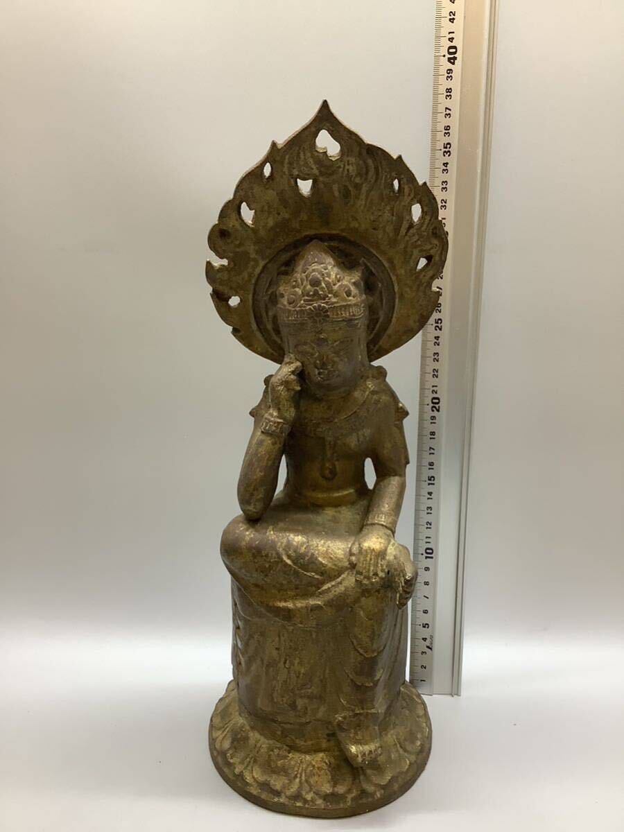  old temple ... made of metal .. bodhisattva image height 37.5cm weight 3193g.... bodhisattva Buddhist image Buddhism fine art antique 