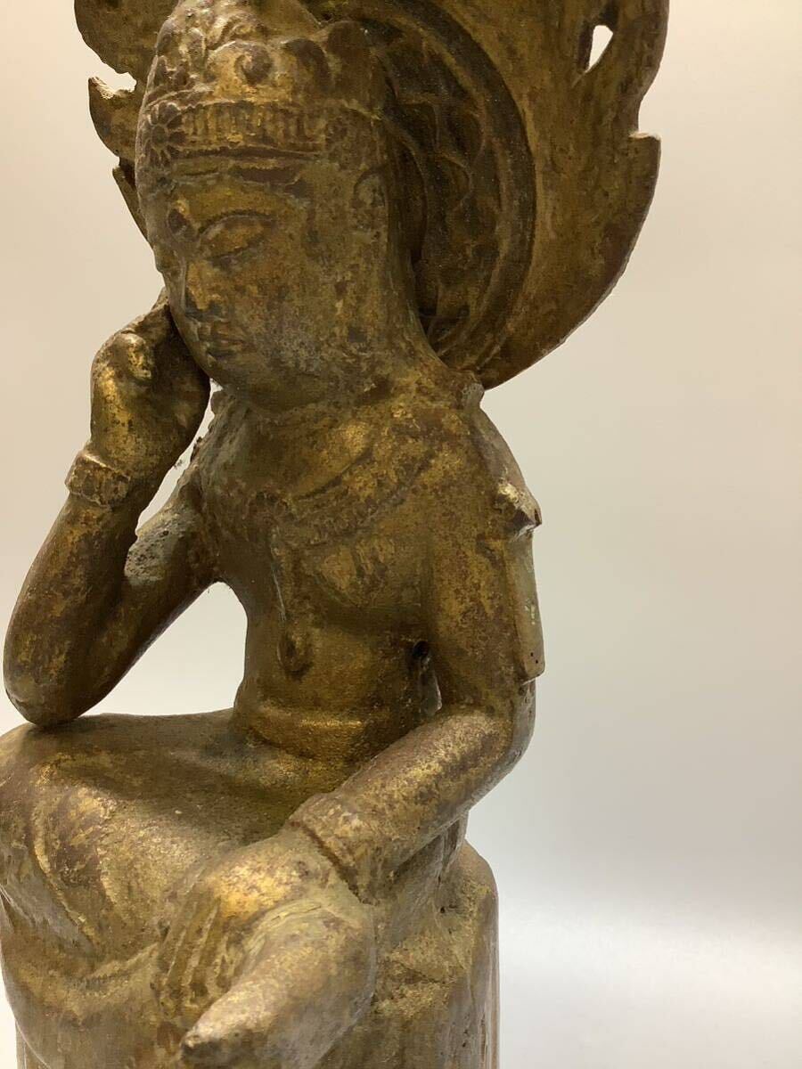  old temple ... made of metal .. bodhisattva image height 37.5cm weight 3193g.... bodhisattva Buddhist image Buddhism fine art antique 