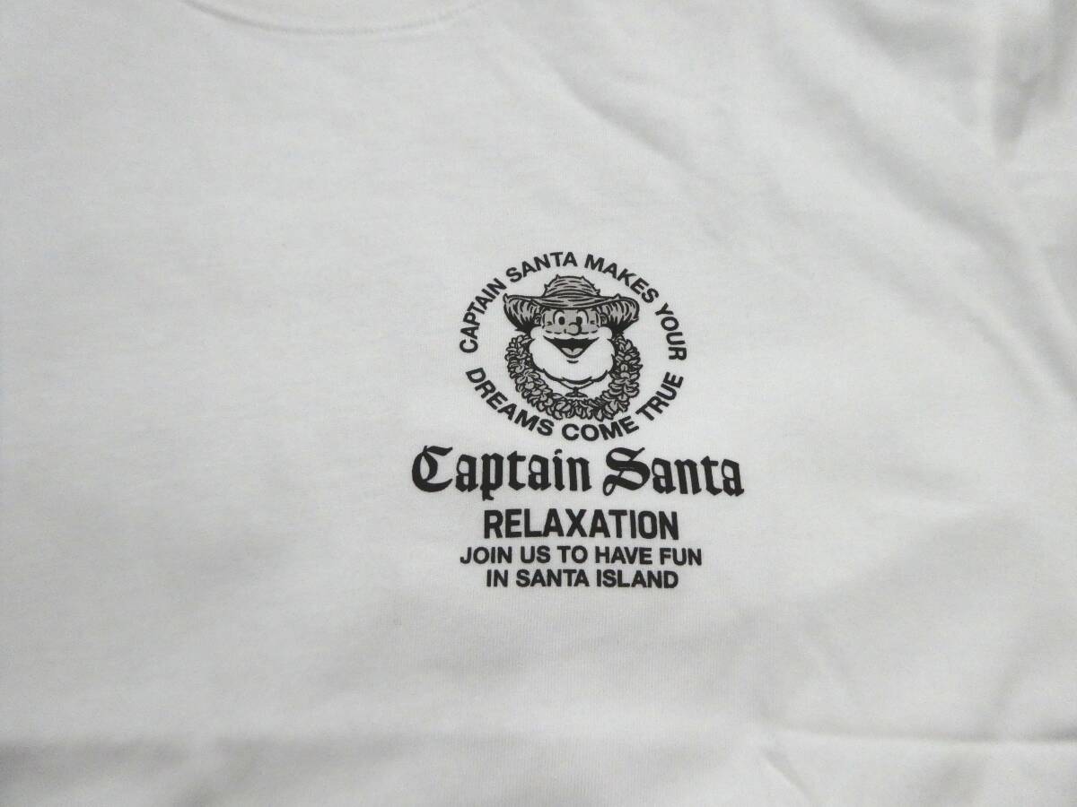  regular goods new goods large size XL CAPTAIN SANTA Captain Santa both sides print crew neck T-shirt white white Joy Mark design 