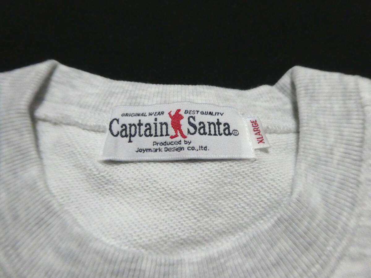  regular goods new goods large size XL CAPTAIN SANTA Captain Santa both sides print crew neck long sleeve sweatshirt sweatshirt white white 