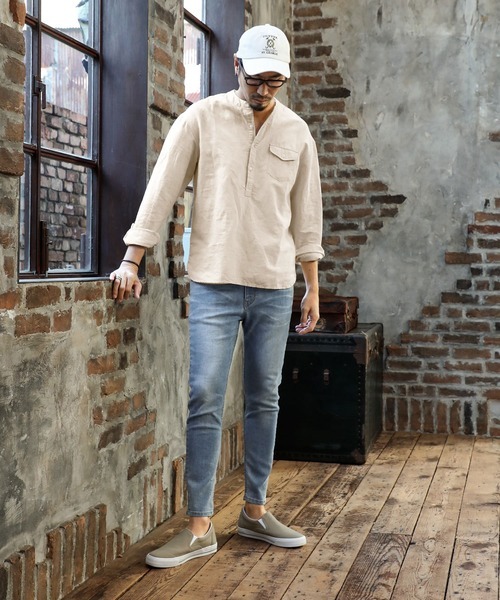 正規品 美品 20SS The DUFFER of ST.GEORGE ダファー LINEN DENIM 麻混ストレッチ スキニーデニム パンツ ジーンズ S ライトブルー 107070_画像3