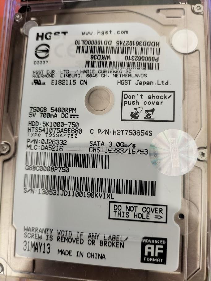 HGST　７５０GB　１４８時間　　2.5インチ_画像1