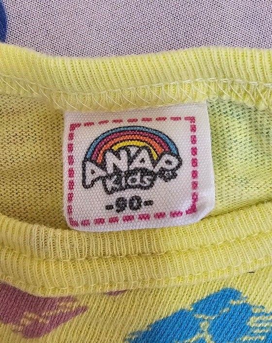 子供服　ANAPキッズ半袖Tシャツ　ベビー半袖Tシャツ　ロゴ総柄　90ｾﾝﾁ　男の子女の子