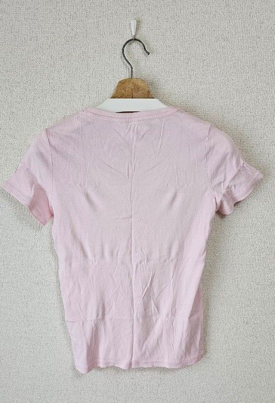 【美品】UNIQLO　 半袖Tシャツ　カットソー　トップス　ピンク無地　レディース　Lサイズ