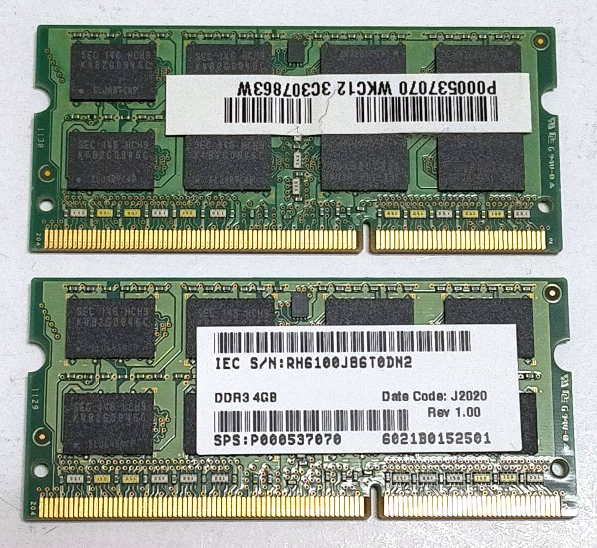 ★ ノートパソコン用メモリー SAMSUNG(サムスン)製 PC3-10600S (DDR3-1333) 4GB×2枚セット合計8GB ③ ★ _画像2