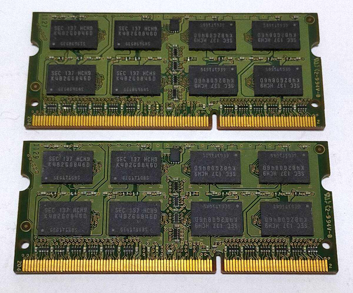 ★ ノートパソコン用メモリー SAMSUNG(サムスン)製 PC3-10600S (DDR3-1333) 4GB×2枚セット合計8GB ② ★の画像2