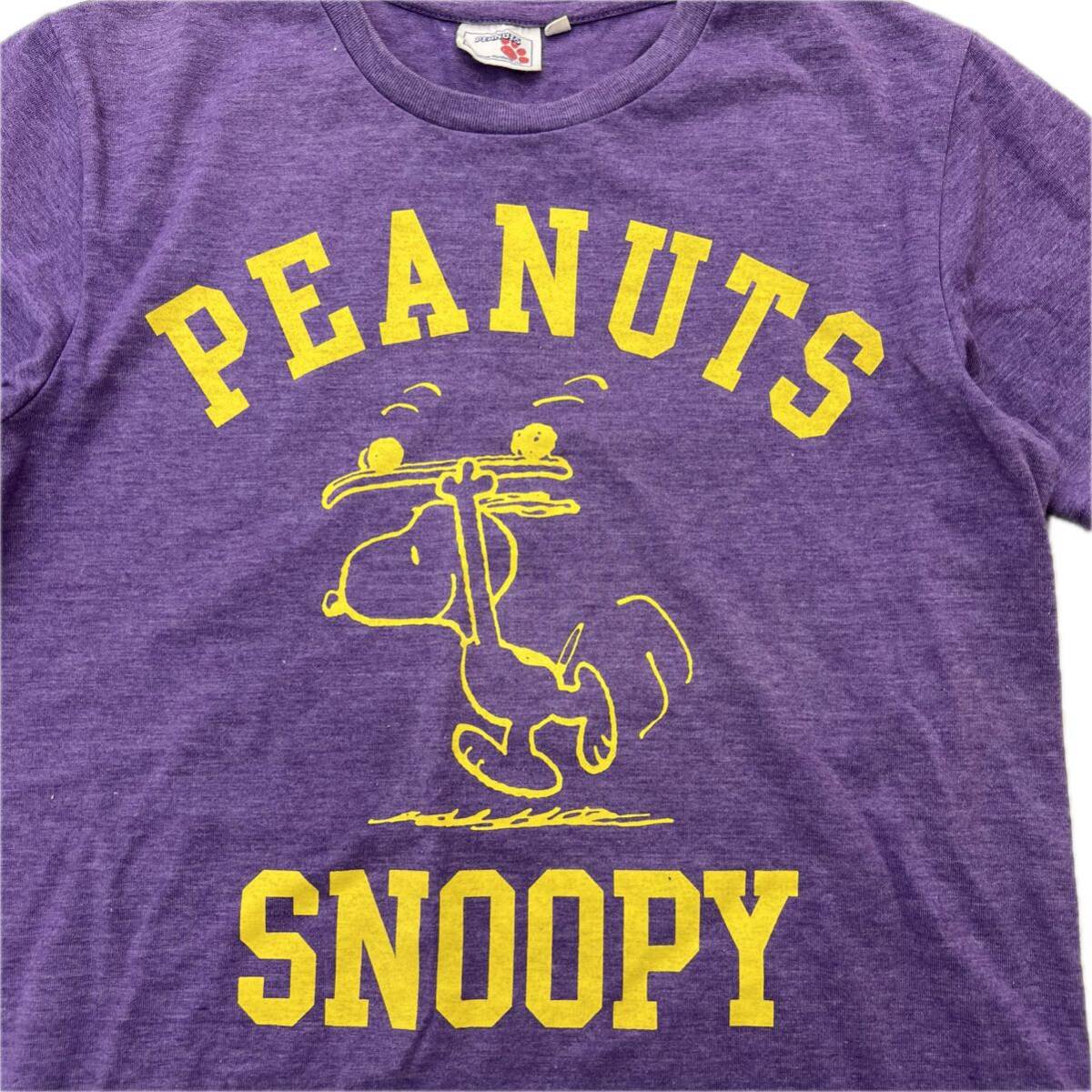 PEANUTS ☆ SNOOPY 両面プリント◎ カレッジ風 パープル Tシャツ 半袖 M スケボー アメカジ キャラクター ピーナッツ スヌーピー■CA242_画像4