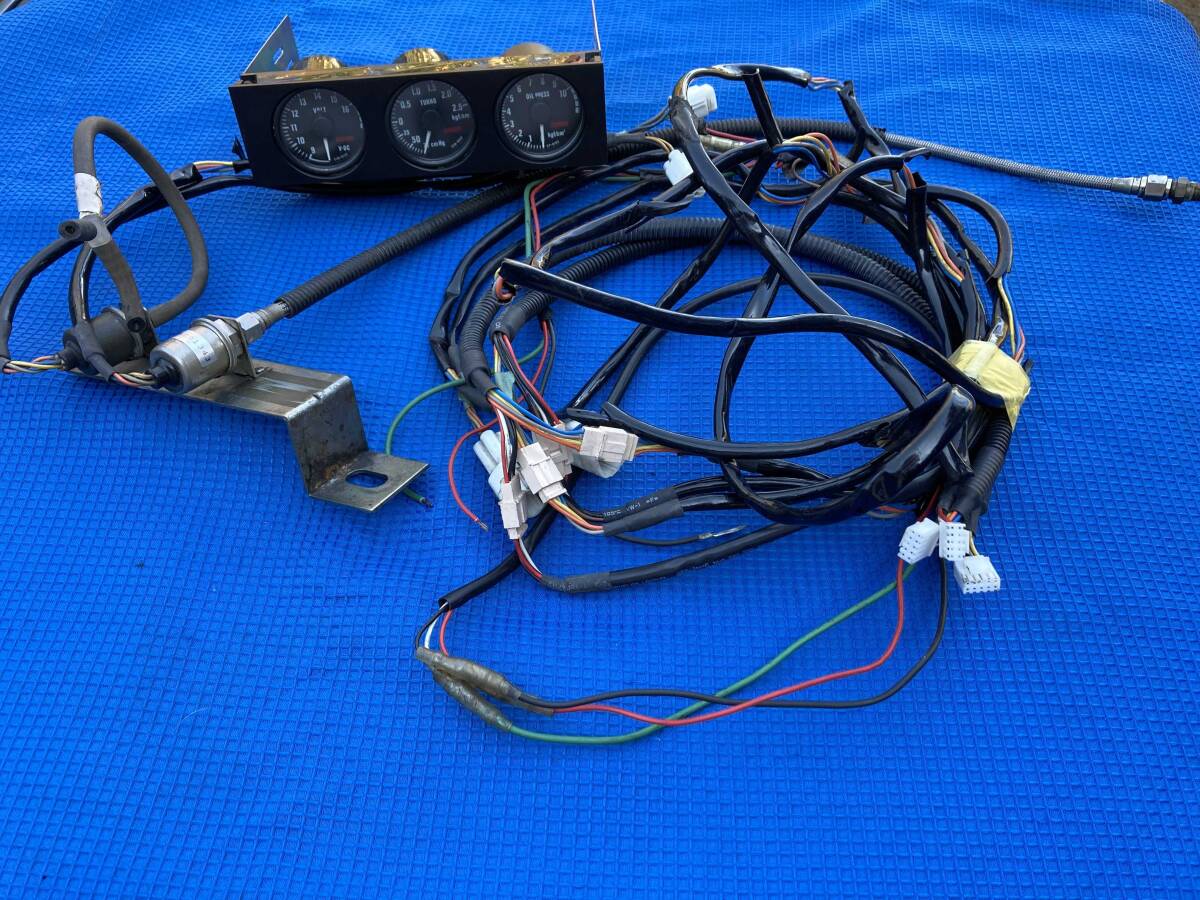  Omori meter 1DIN 3 ream voltage / boost / oil pressure electric type sensor * Harness complete set 