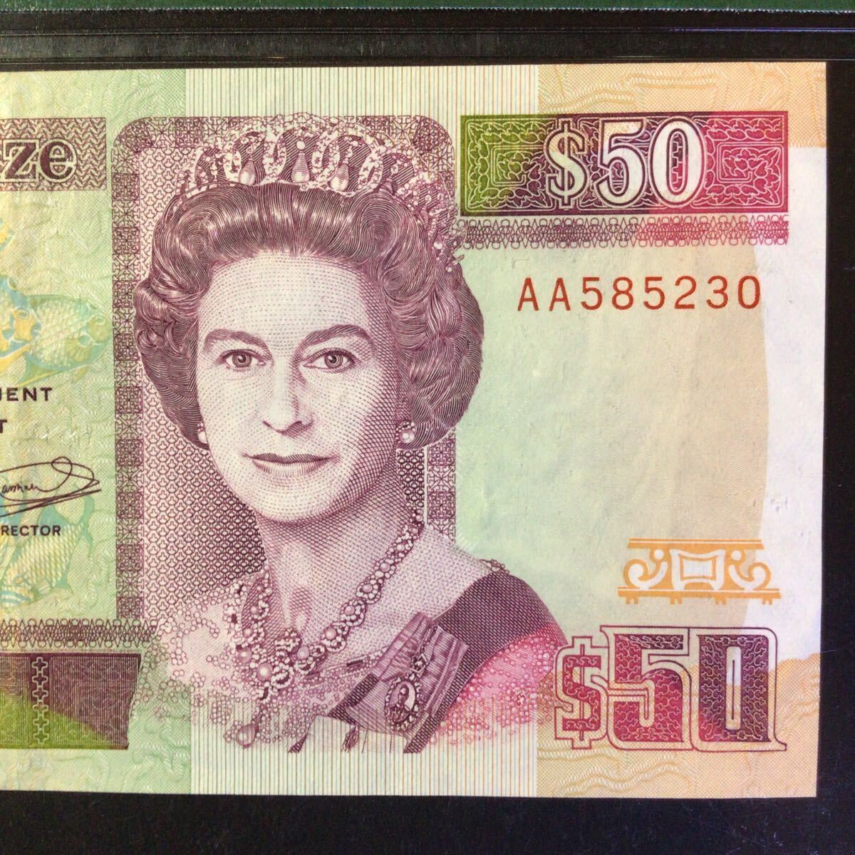 World Banknote Grading BELIZE《Central Bank》50 Dollars【1990】『PMG Grading Extremely Fine 40 EPQ』_画像5