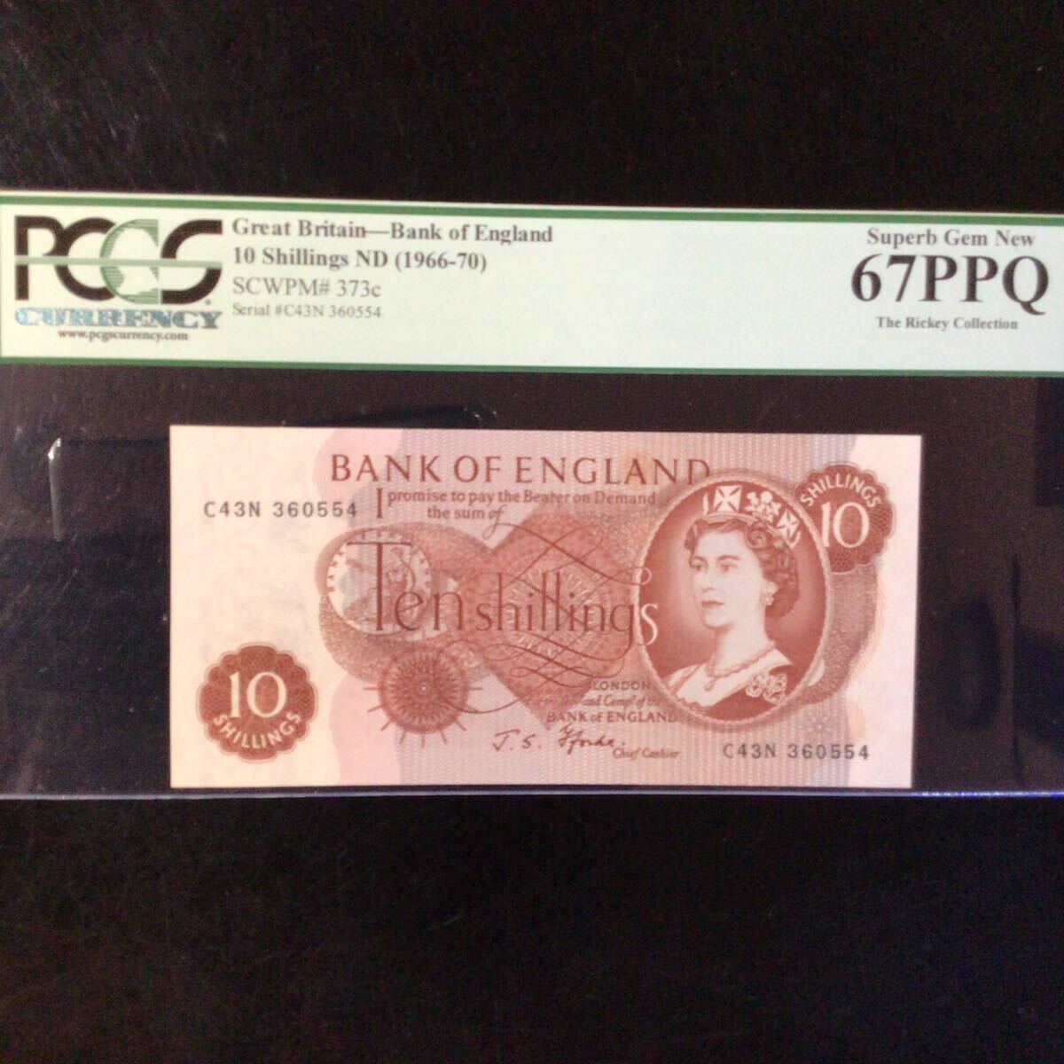 World Banknote Grading GREAT BRITAIN《Bank of England》10 Shillings【1966-70】『PCGS Grading Superb Gem Uncirculated 67 PPQ』._画像1
