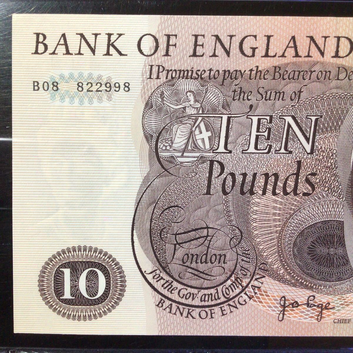 World Banknote Grading GREAT BRITAIN《Bank of England》10 Pounds【1970-75】『PMG Grading Choice Uncirculated 64 EPQ』._画像4