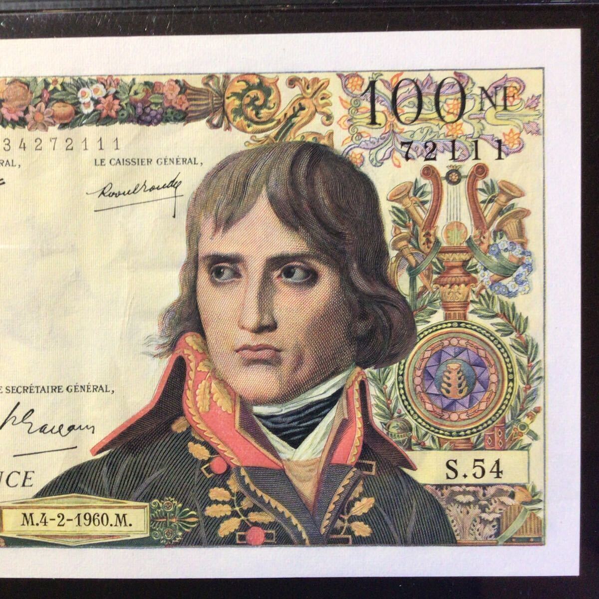 World Banknote Grading FRANCE《Banque de France》100 Nouveaux Francs【1960】『PMG Grading About Uncirculated 55』_画像5