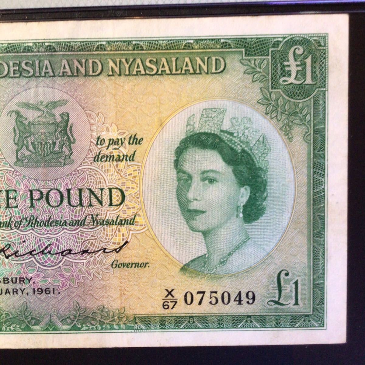 World Banknote Grading RHODESIA & NYASALAND《British Administration》1 Pound【1961】『PMG Grading Very Fine 30』_画像5