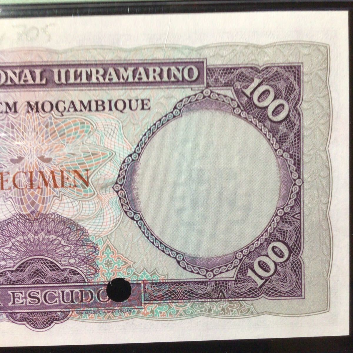 World Banknote Grading MOZAMBIQUE《Banco Nacional Ultramarino 100 Esc〔Color Trial Specimen〕【1961】『PMG Grading Choice Unc 64』_画像7