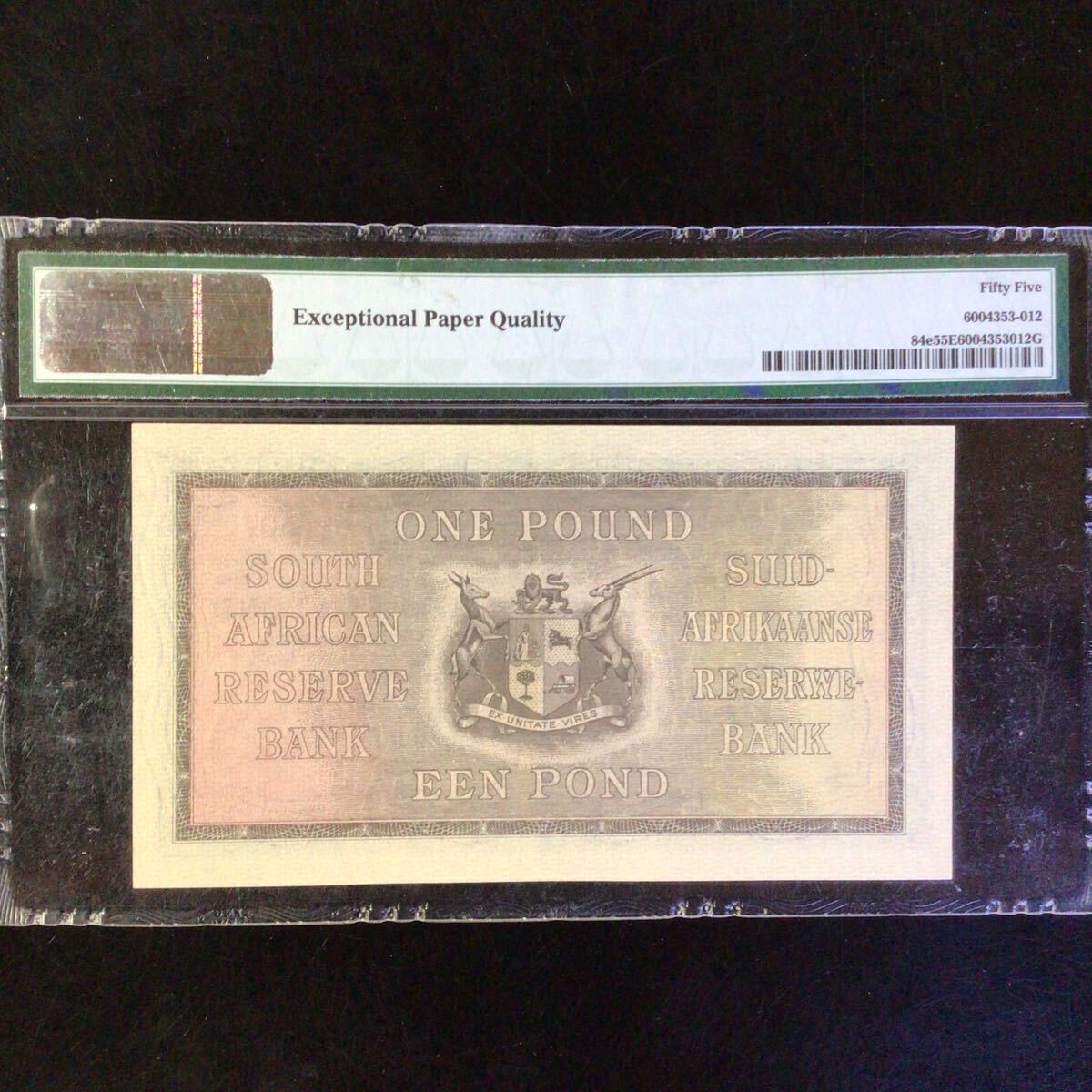 World Banknote Grading SOUTH AFRICA《Reserve Bank》1 Pound【1942】『PMG Grading About Uncirculated 55 EPQ』._画像2