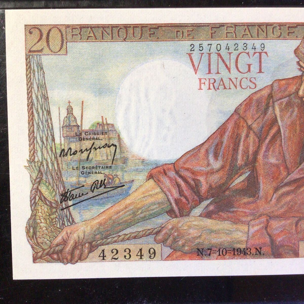 World Banknote Grading FRANCE《Banque de France》20 Francs【1943】『PMG Grading Gem Uncirculated 65 EPQ』_画像4