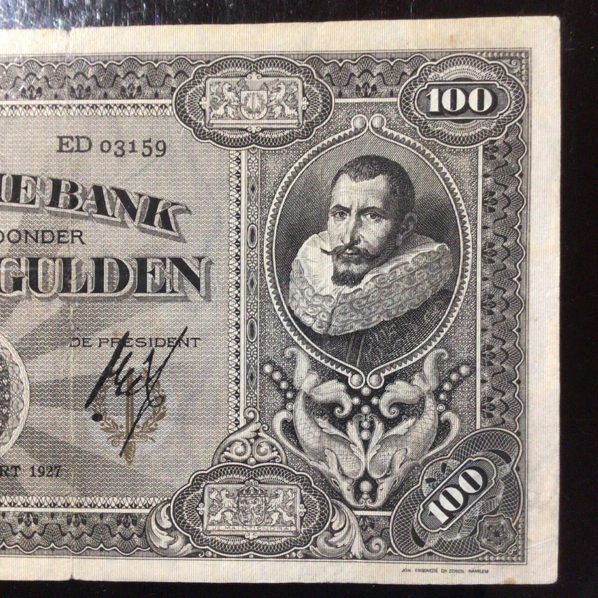 World Banknote Grading NETHERLANDS INDIES《Javasche Bank》 100 Gulden【1927】『PMG Grading Very Fine 30』_画像5