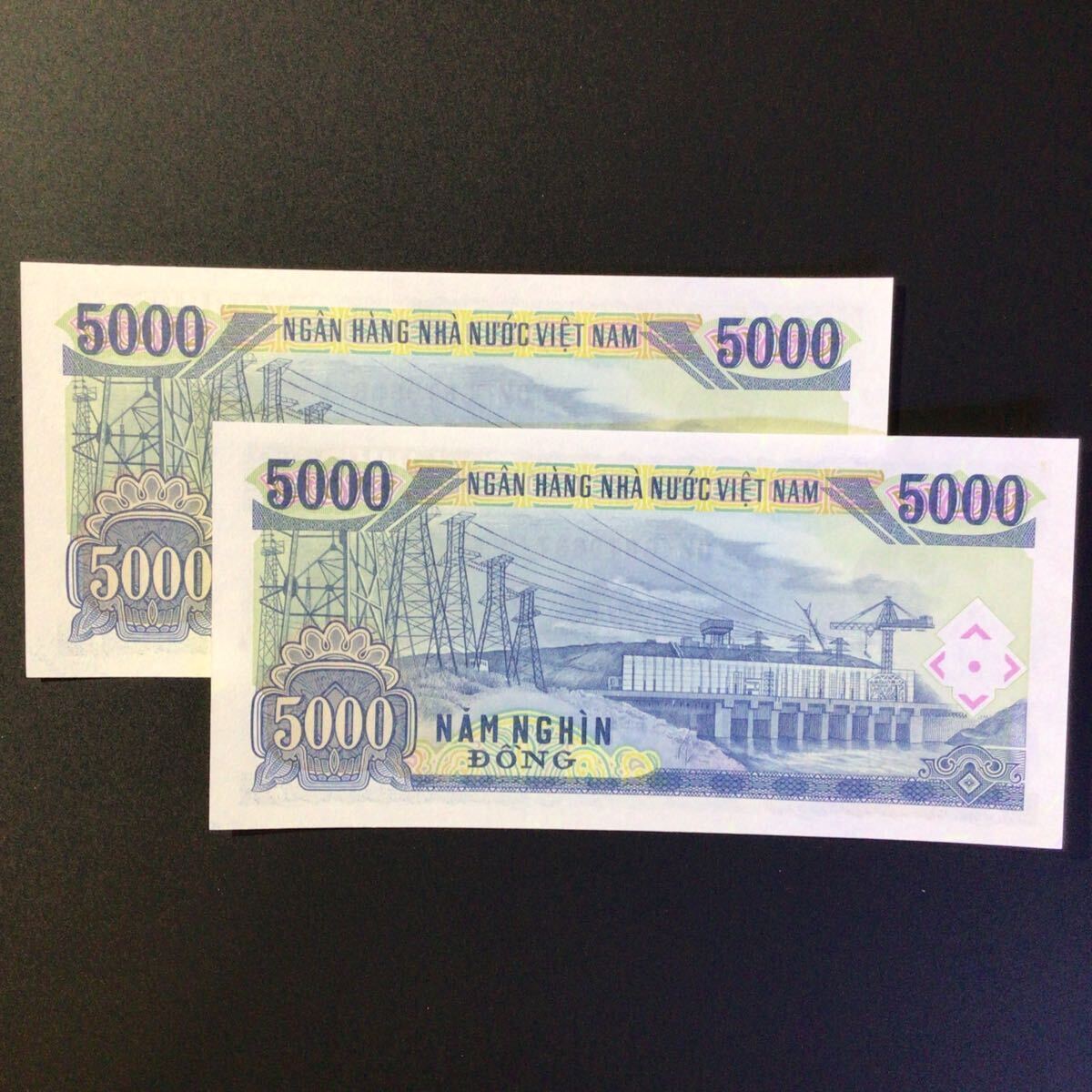 World Paper Money VIE NAM 5000 Dong【1991】〔Consecutive Pair〕_画像2