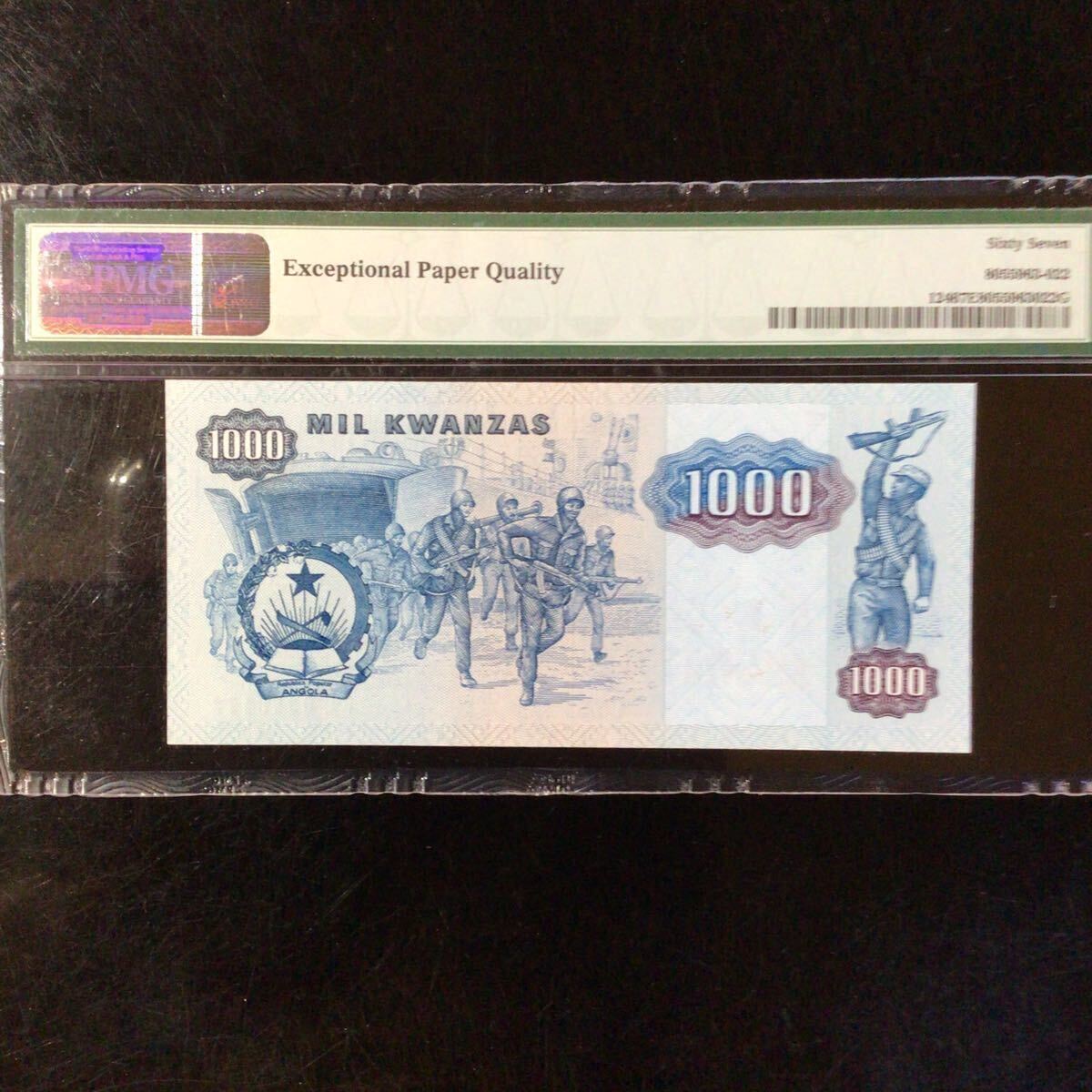 World Banknote Grading ANGOLA《Banco Nacional》1000 Novo Kwanza on 1000 Kwanzas【1987】『PMG Grading Superb Gem Unc 67 EPQ』_画像2