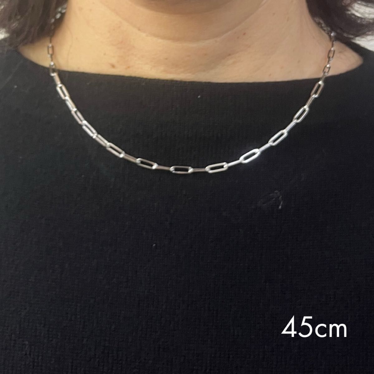 新品 18金 ホワイトゴールド ペーパークリップ 幅3mm 45cm K18 新品 18金 ホワイトゴールド ペーパークリップ 幅3mm 45cm K18