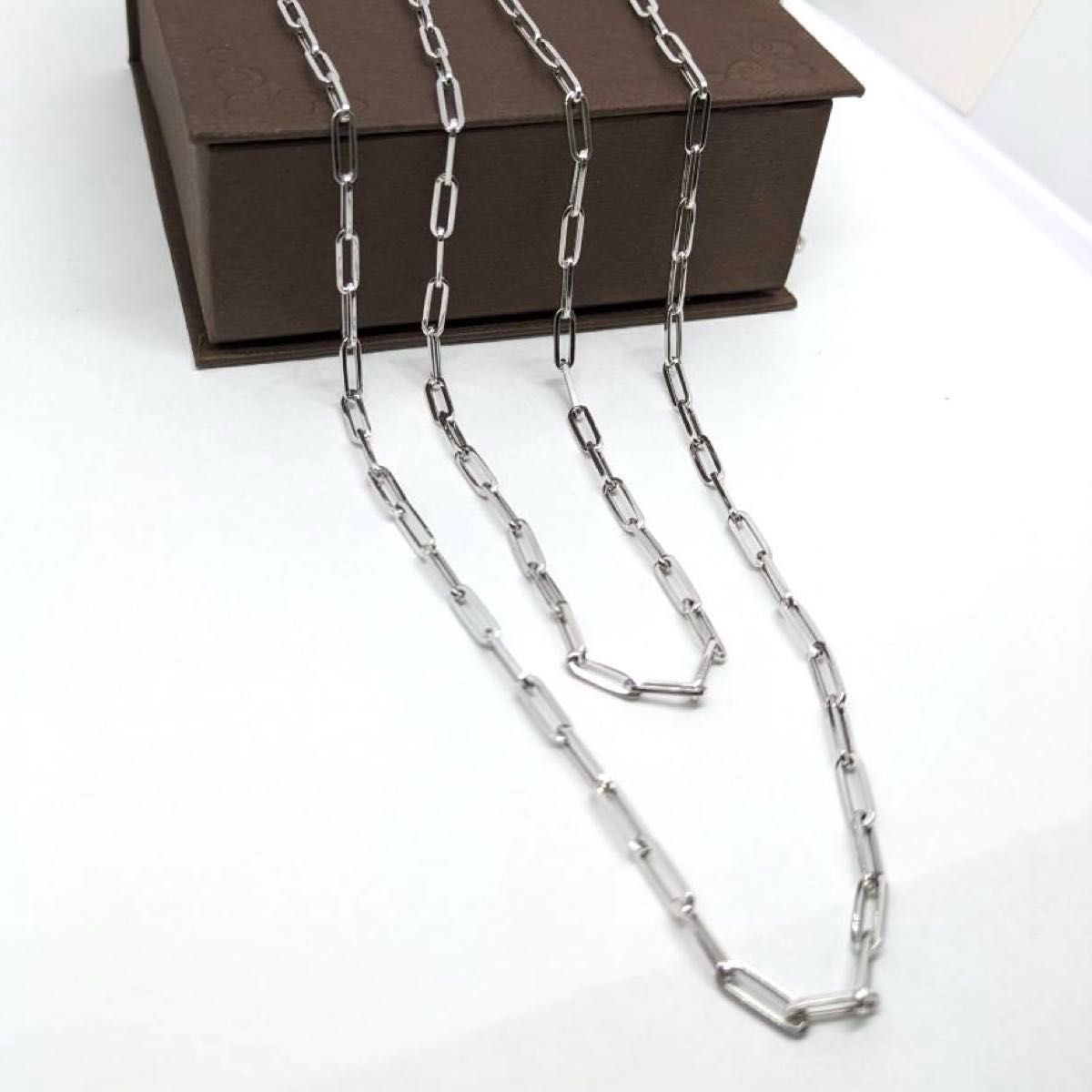新品 18金 ホワイトゴールド ペーパークリップ 幅3mm 45cm K18 新品 18金 ホワイトゴールド ペーパークリップ 幅3mm 45cm K18