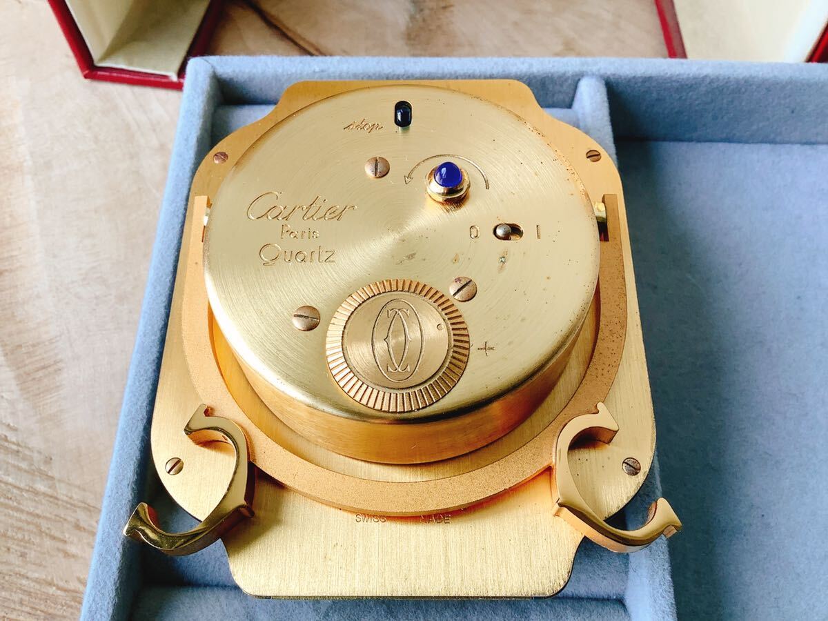 不稼働品【Cartier】カルティエ 7508 サントス トラベルクロック 卓上クロック 白文字盤 置時計の画像8