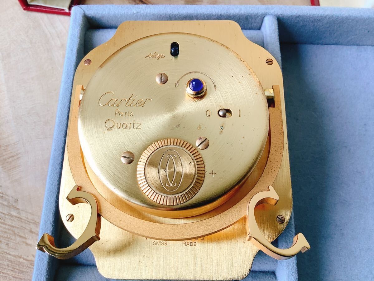 不稼働品【Cartier】カルティエ 7508 サントス トラベルクロック 卓上クロック 白文字盤 置時計の画像6
