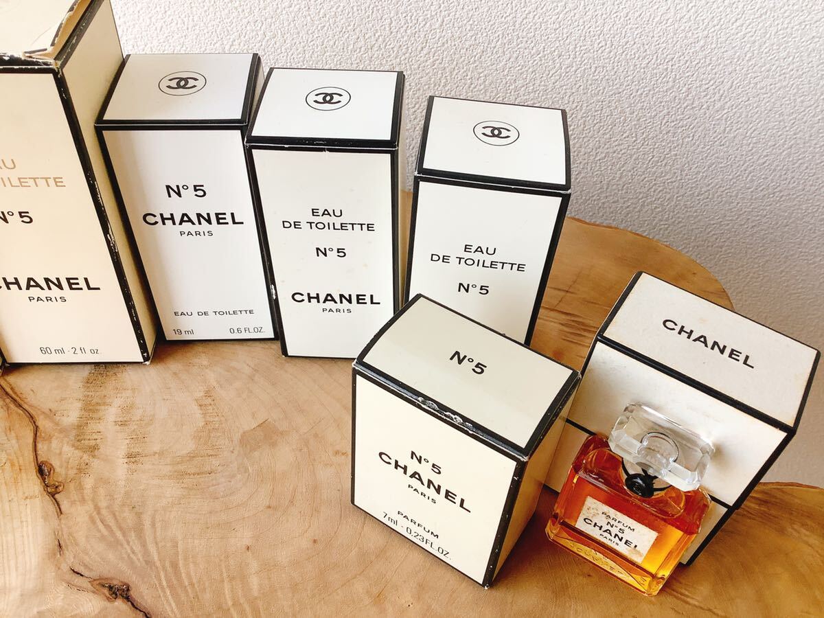 【CHANEL】N°5　EAU DE TOILETTE/60ｍl+19ｍl×4　PARFUM/7ml×2　シャネル　ヴィンテージ香水　8点まとめて_画像7