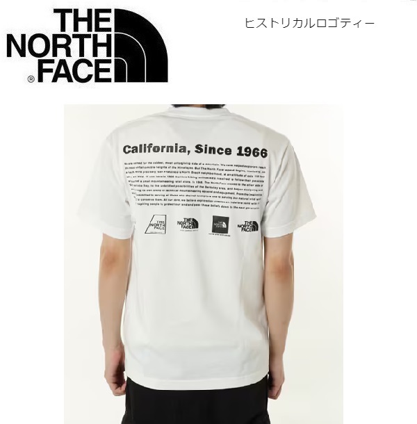 THE NORTH FACE ザノースフェイス ヒストリカルロゴＴシャツ ホワイト XL　NT32407　メンズ　バックプリント　アウトドア　