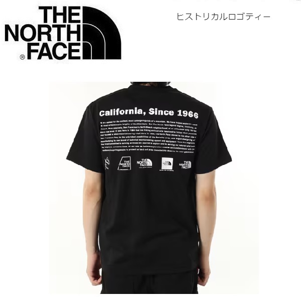 THE NORTH FACE ザノースフェイス ヒストリカルロゴＴシャツ ブラック XL　NT32407　メンズ　バックプリント　アウトドア