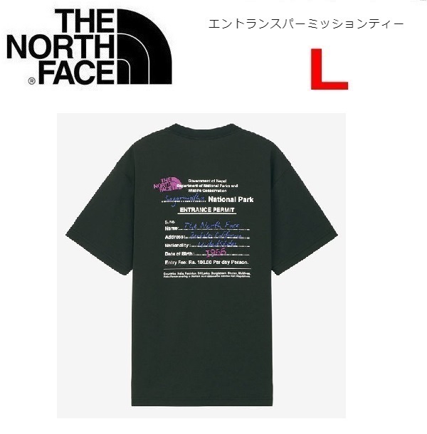 THE NORTH FACE ザノースフェイス エントランスパーミッションＴシャツ ブラック L　NT32439　メンズ　バックプリント　アウトドア