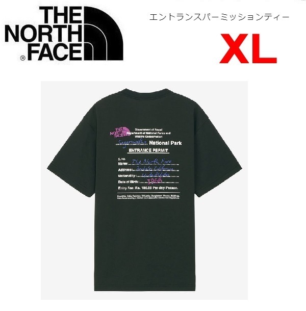 THE NORTH FACE ザノースフェイス エントランスパーミッションＴシャツ ブラック XL　NT32439　メンズ　バックプリント　アウトドア_画像1