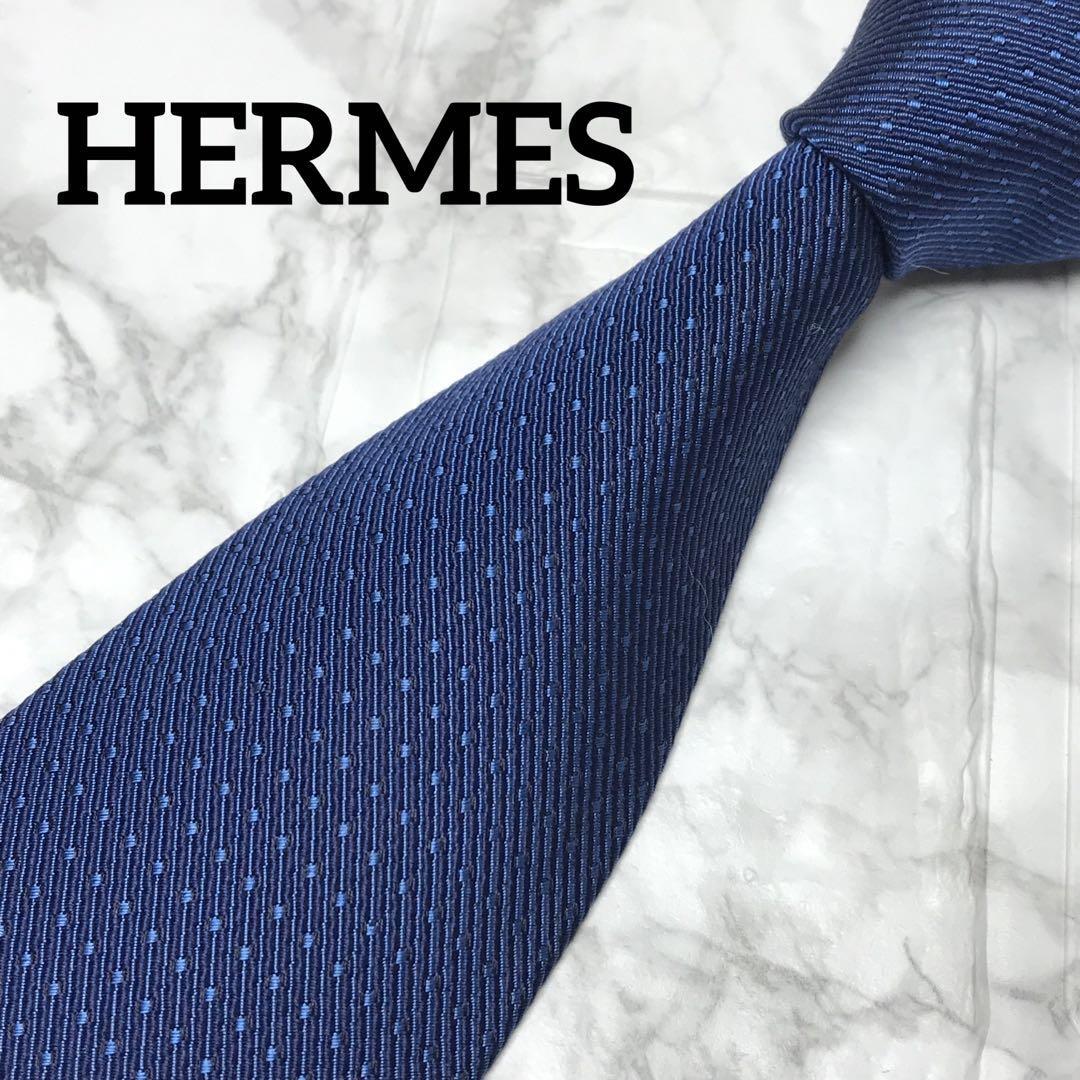 HERMES Hermes галстук точка голубой темно-синий 