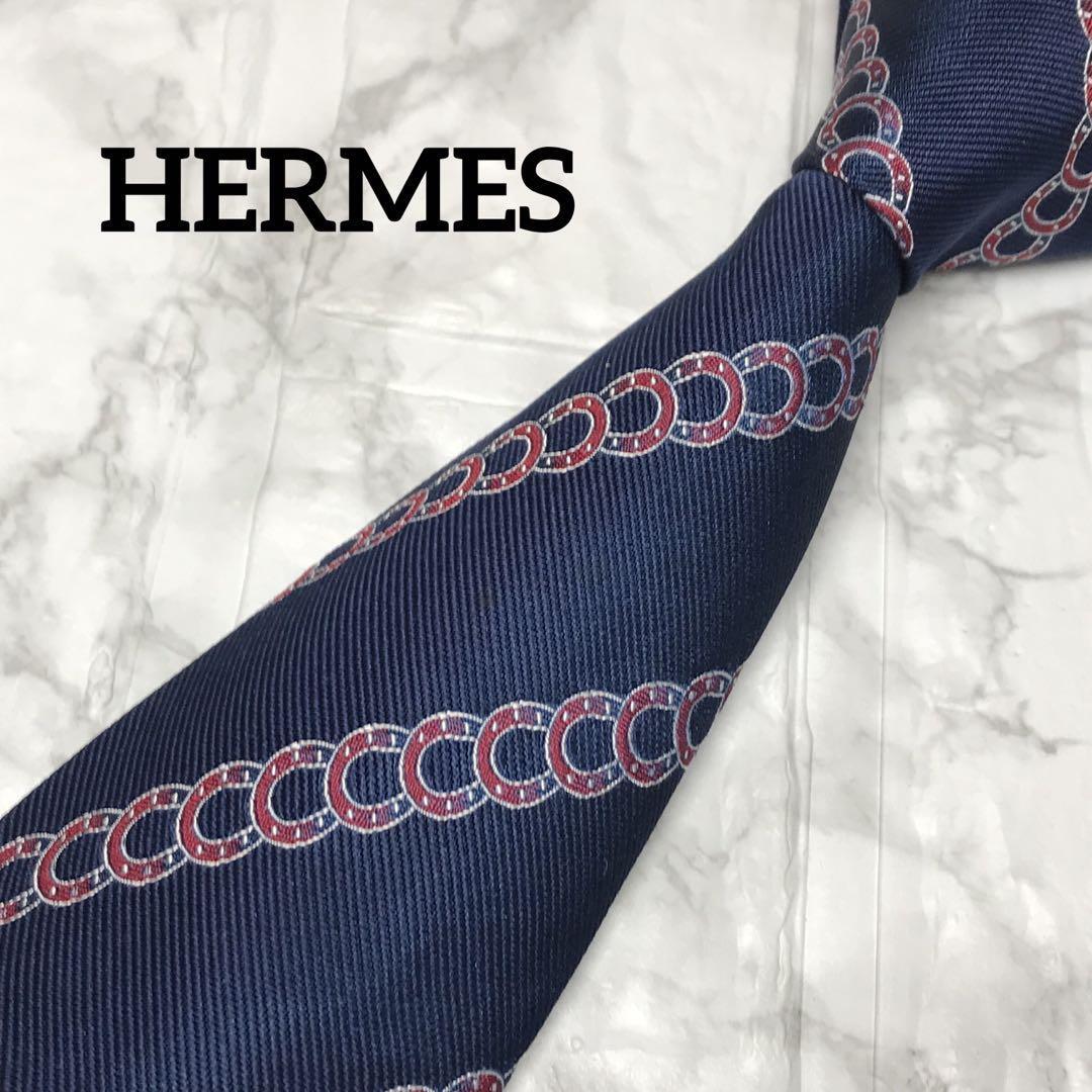 至高の逸品　HERMES エルメス ネクタイ　馬蹄　蹄　ホース_画像1