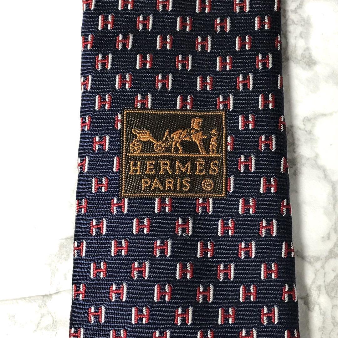 近年モデル HERMES エルメス ネクタイ　H柄　現行タグ　クモ_画像4