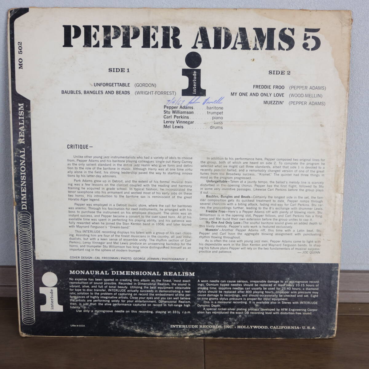 Interlude【 MO-502 : Pepper Adams 5 】DG_画像2