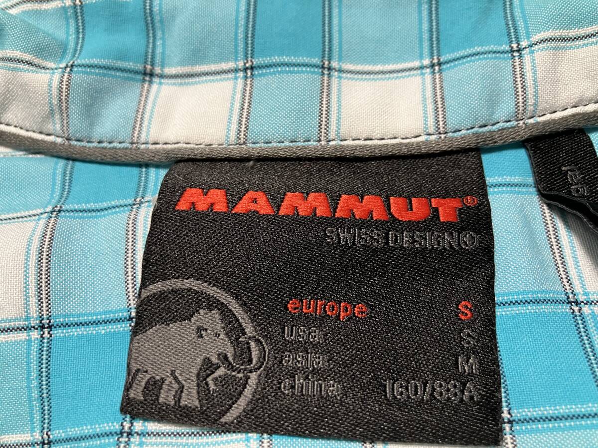 MAMMUT マムート チェック柄半袖シャツ サックス白系 asia/M 中古品_画像9