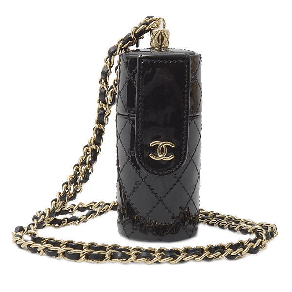 シャネル ブランド小物 レディース チェーンショルダー リップケース パテントレザー ブラック CHANEL AP1572 中古_画像1