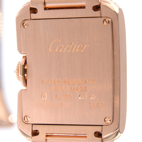 カルティエ 時計 レディース タンクアングレーズSM 2重ダイヤベゼル ピンクゴールド 電池式 Cartier WT100002 750PG 中古_画像3