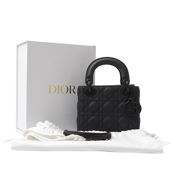 クリスチャンディオール バッグ レディース レディディオール ミディアム 2WAYバッグ ブラック Christian Dior 中古_画像10