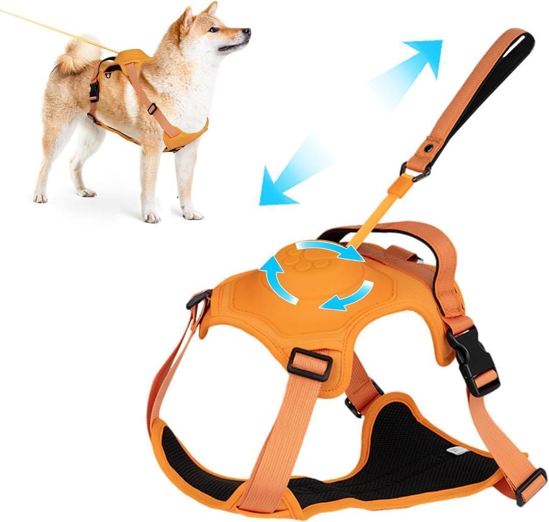 着脱簡単 犬用ハーネス Lサイズ 首輪 引っ張り防止 サイズ調整可能