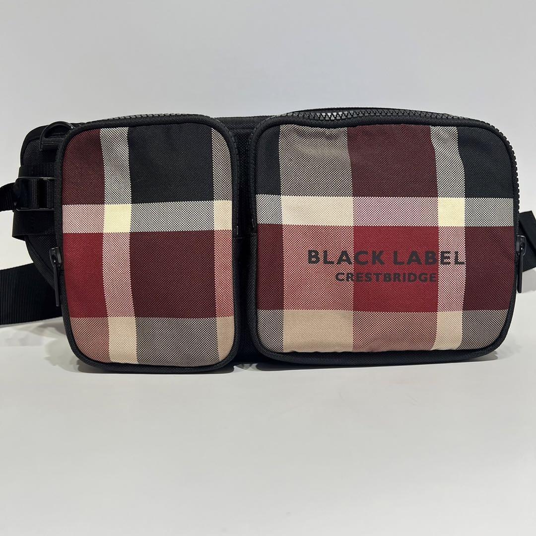  unused beautiful goods BLACK LABEL CRESTBRIDGE Black Label k rest Bridge body bag waist bag three . association made in Japan check high capacity 