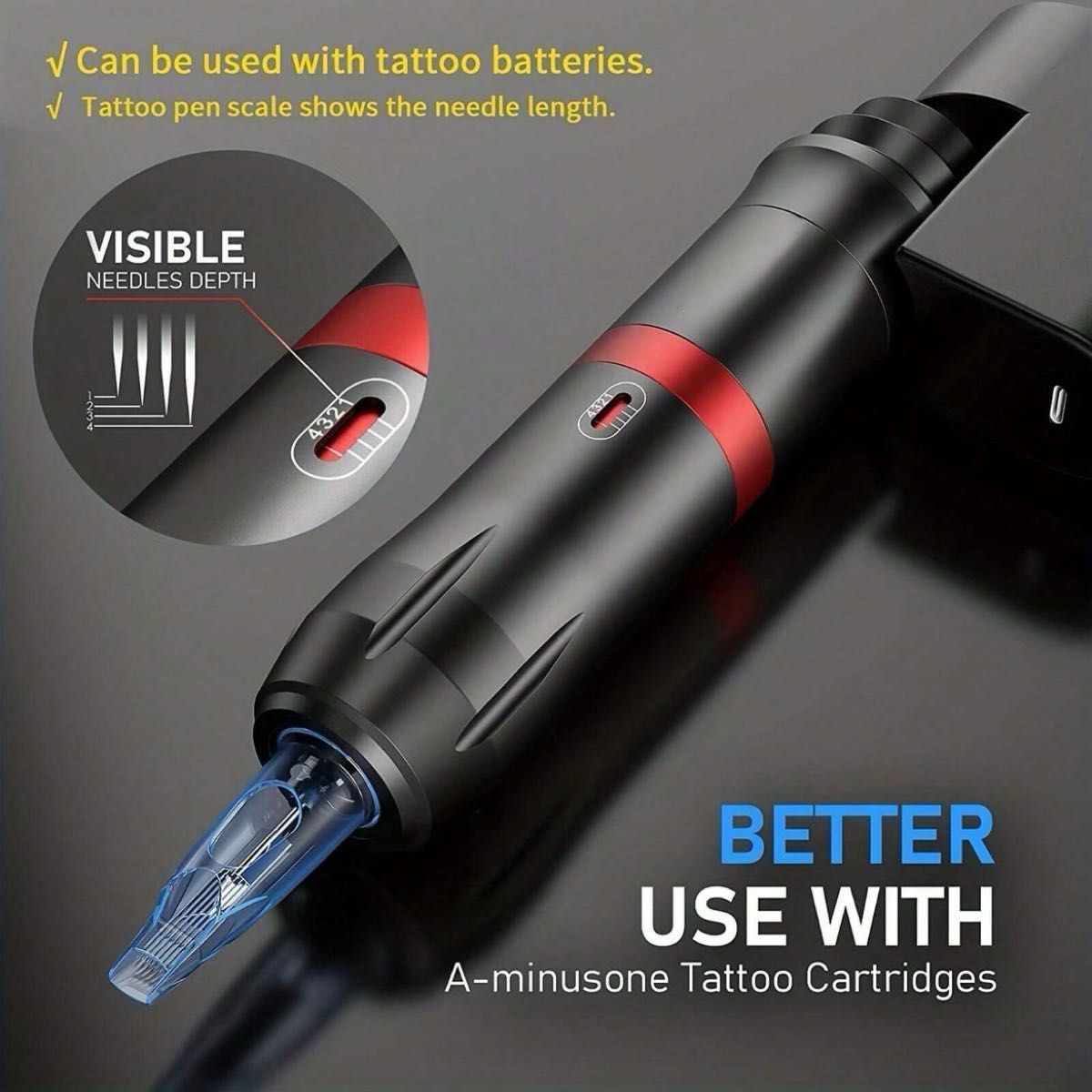 新品　ペン型タトゥーマシンセット Wireless tattoo machine