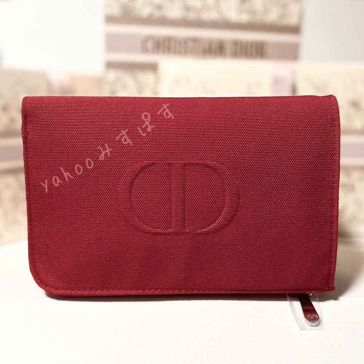 SALE 処分価格★ ディオール 未開封新品 DIOR ロングウォレット L字ファスナー レッド フラット ポーチ 長財布 109