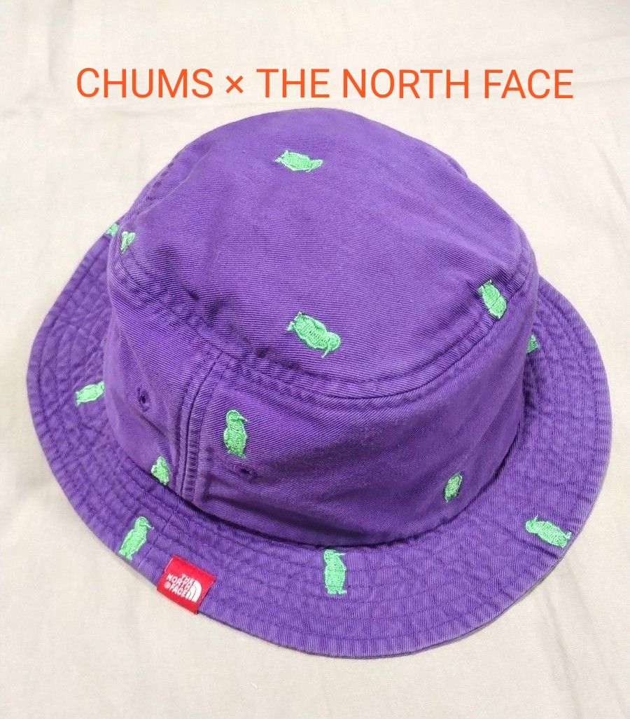 CHUMS×THE NORTH FACEコラボ バケットハット ブービーバード刺繍 紫×黄緑 【最終値下げ】