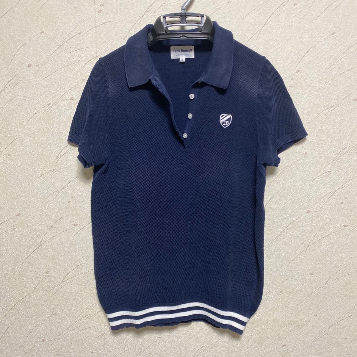 【JACK BUNNY】ジャックバニー　半袖ポロシャツ　紺　ネイビー　サイズ2 ゴルフウェア　 半袖ニットポロシャツ